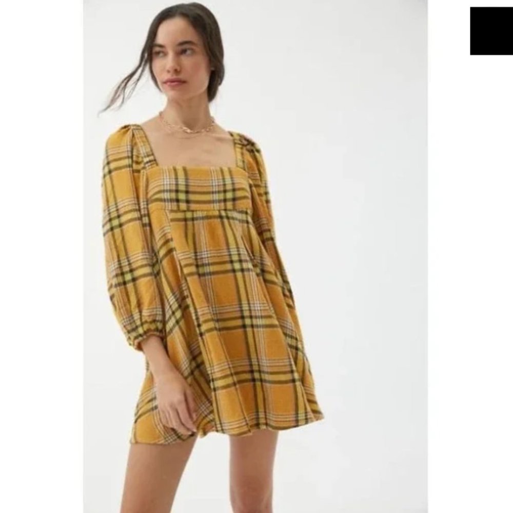Urban Outfitters Lachlan Flannel Smocked Dress